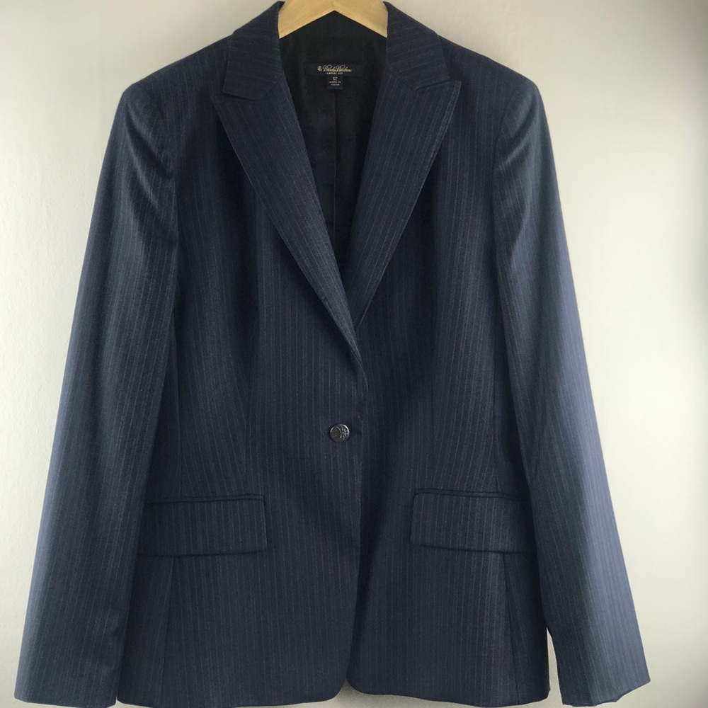 Brooks Brothers Navy Wool Pinstripe Blazer